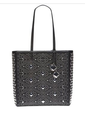 Calvin Klein North South Tote large embellishment  Black & Silver  leather